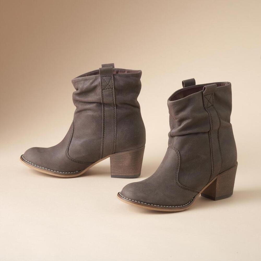 [Sundance] Shay Brown Leather Slouchy Western Pull On Ankle Boots Size 40 US 9